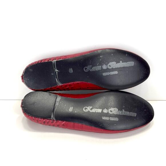 Rare New Red Flat/Loafer Sz 9/39 Jeweled Skull Alligator Leather Karen Beckmann - Picture 8 of 14